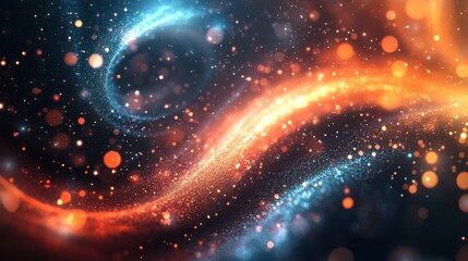 Fototapeta premium Abstract Blue and Orange Bokeh Background with Sparkling Glitter Texture