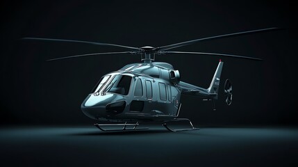 Sleek Silver Helicopter with Rotor Blades Retracted