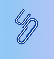 Obraz premium Stylized paperclip illustration on a gradient blue background.
