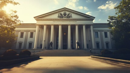 Obraz premium A classic government building with impressive columns, a grand entrance, and a prominent public presence.