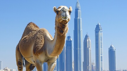 Camel Against a City Skyline