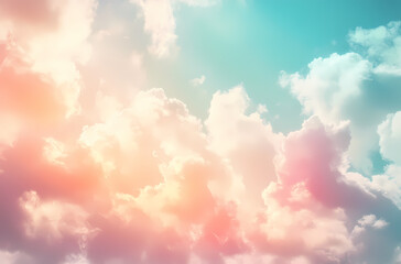 Ethereal Abstract Background of Pastel Clouds and Sunlight Effects
