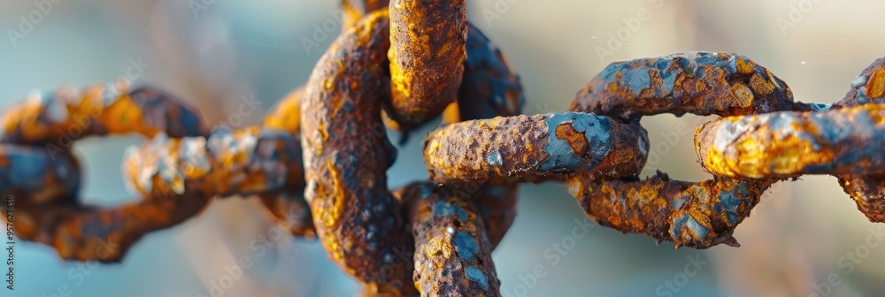 Poster rusty metal close up with shallow depth of field