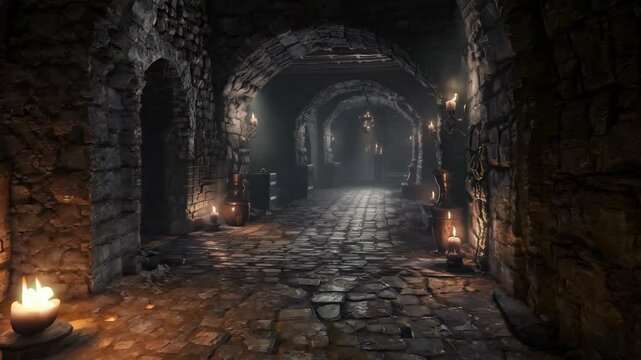 Dungeon catacomb evoking mystery and spookiness video halloween