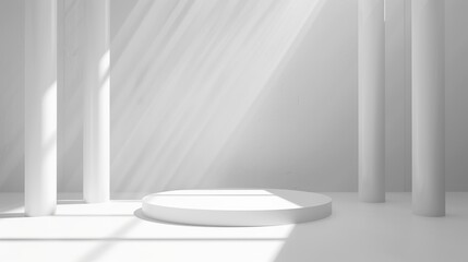 Fototapeta premium Abstract minimal scene. White podium for product presentation.