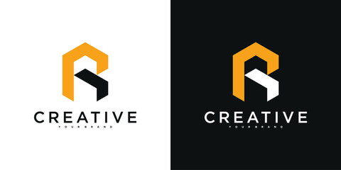 Creative letter R logo design template. Premium Vector