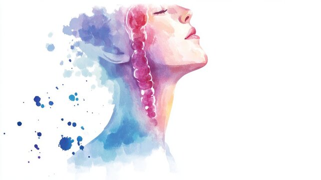 Swollen Thyroid Gland: Watercolor Medical Illustration for Healthcare Professionals