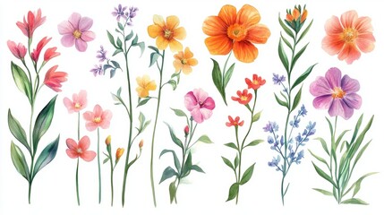 Obraz premium Mughal Garden Watercolor: Floral Delights in Exquisite Detail