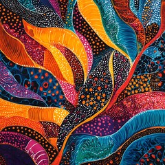 32. **Sri Lankan batik pattern with colorful, abstract designs.**