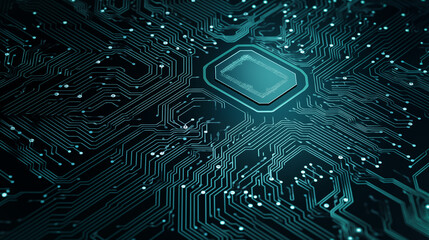 Close-Up Of Futuristic Circuit Board With Microchip Connections
