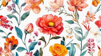 Mughal Garden Watercolor Elements: Delicate Flowers, Architectural Details & More