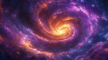 Abstract Space Illustration with Swirling Galaxy and Stars