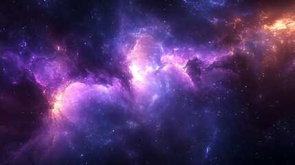 Cosmic Nebula with Purple and Orange Hues - Abstract Space Background