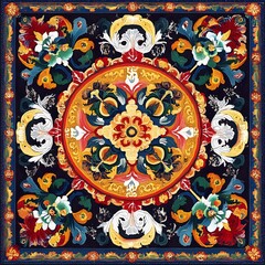 27. **Tibetan thangka pattern with intricate, spiritual symbols.**