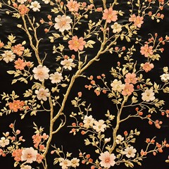 26. **Vietnamese silk pattern with delicate floral designs.**
