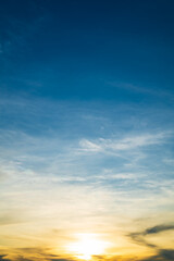 Panoramic beautiful sunset sky, Clouds - vertical background.