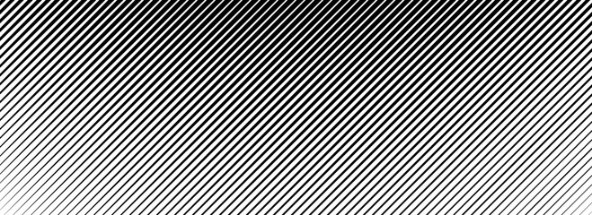 Slant line halftone gradation texture. Fading diagonal stripe gradient background. Vector oblique pattern backdrop. Black thin parallel line vanish wallpaper for overlay, print, cover, graphic design