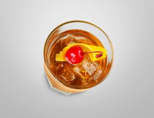 Glass of tasty fresh cold ice tea drink