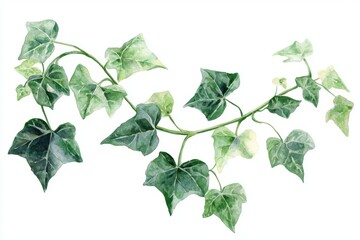 A beautiful, vibrant green ivy branch showcasing its unique leaf shapes and patterns, perfect for nature-themed designs.