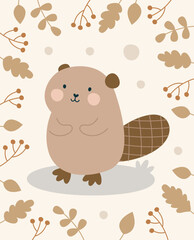 Woodland Background Beaver Card