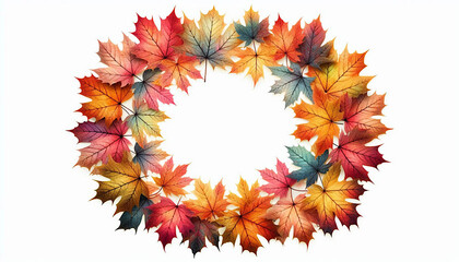 colorful fall maple leaves border frame with space text, for thanksgiving, holiday, decoration, harvest,nature, design concept