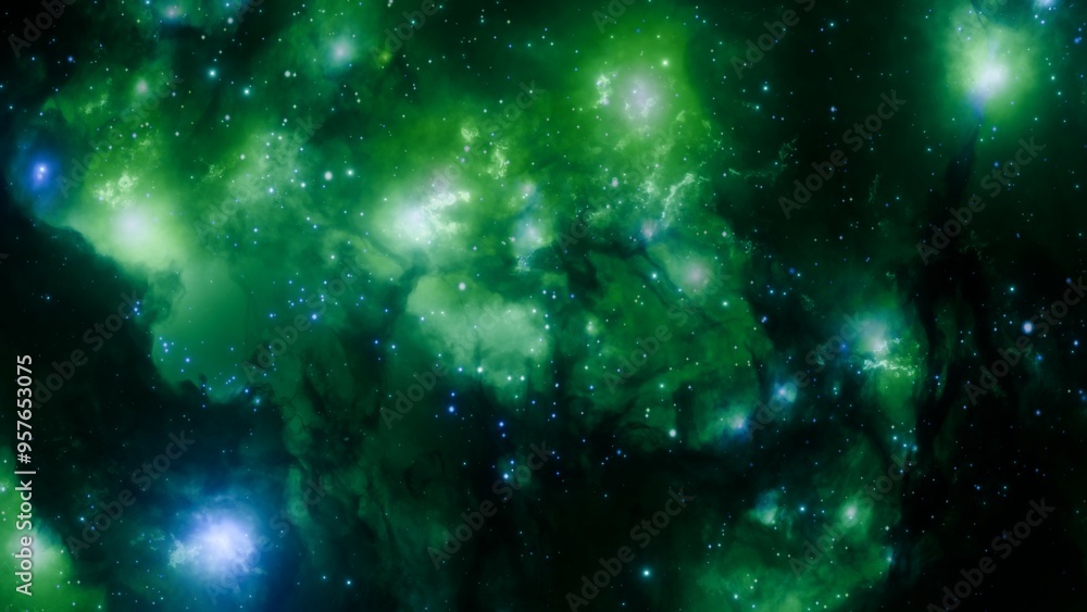 Canvas Prints vivid galactic nebula with bright stars in outer space