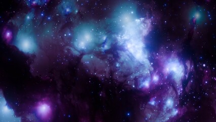 Enchanting Nebula with Star Clusters in Deep Galaxy Scene