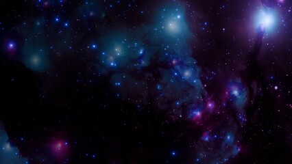 Abstract Colorful Space Nebula with Bright Stars and Galaxies