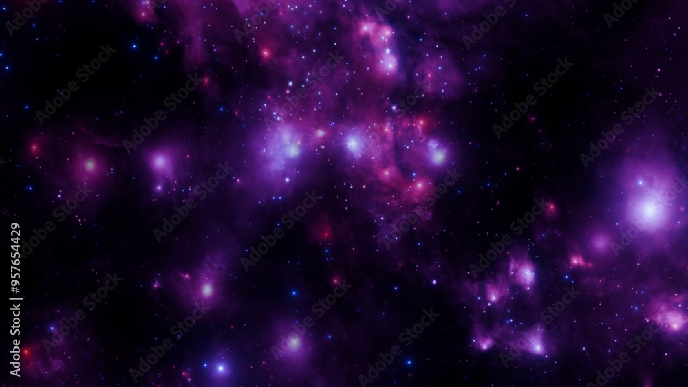 Canvas Prints vivid galactic nebula with bright stars in outer space
