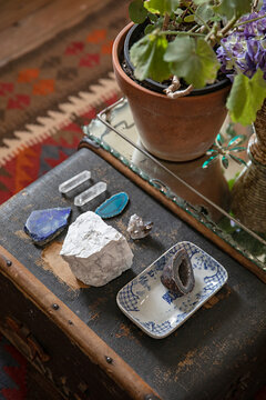 Tableau of vintage table with gemstones