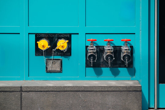Colorful building fire connections