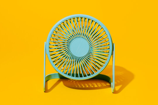 blue desktop electric fan