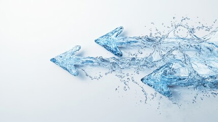 Water Arrow: A trio of water arrows propel forward, symbolizing growth, momentum, and the power of collective action, with a fresh, dynamic, and abstract aesthetic.