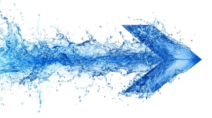 Water Arrow: Blue water splashes into the shape of an arrow, symbolizing progress, growth, and the power of movement.  