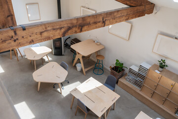 Modern Business Office Space With Wooden Furniture 