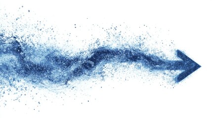 Obraz premium Blue Water Arrow: An abstract and artistic arrow formed by the forceful flow of blue water, symbolizing movement, progress, and direction. The arrow's shape is a powerful visual cue, while the water's