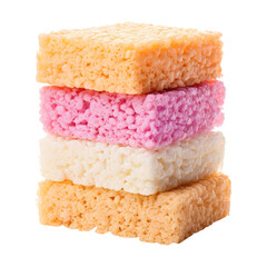 Fototapeta premium A stack of rice Krispie treats isolated on transparent white background, clipping path