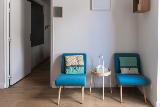 Comfortable Office Seating With Blue Chairs