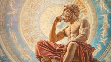 Naklejka premium Philosophy is a systematic study of general and fundamental questions concerning topics like existence, reason, knowledge, value, mind, and language.