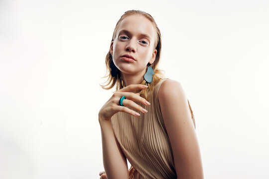 Portrait of a woman wearing jewelry