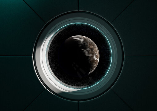 Rogue Planet Looking Through a Space Shuttle Window Spacecraft