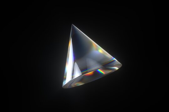 3D Trendy Crystal Glass Cone with Glossy Rainbow Spectrum.