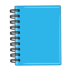 Closed blue spiral notebook with blank cover Vector