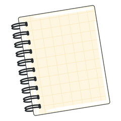 Grid spiral notebook with blank pages in cartoon style Vector