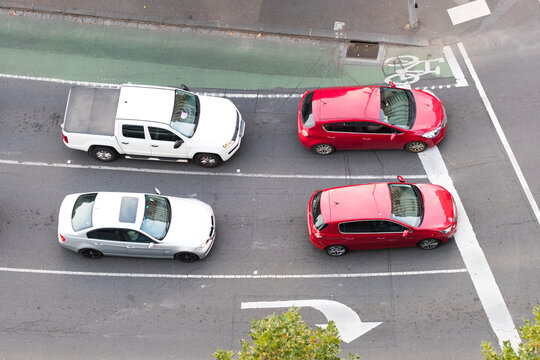 Melbourne City Street from above With Bike Lane