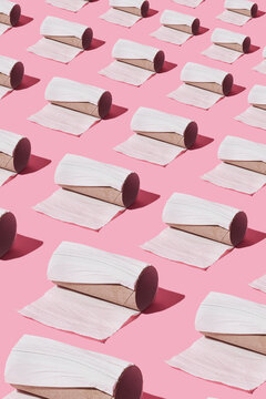 pattern of finished toilet paper rolls