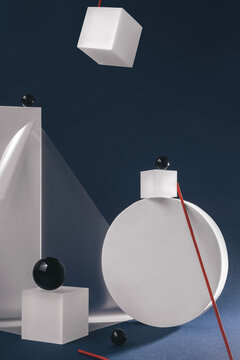 Abstract still life composition. Geometric figures intersecting. 