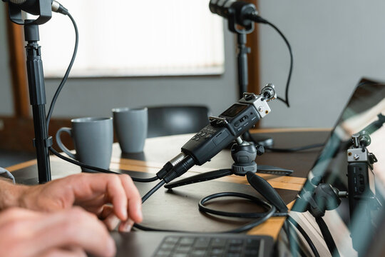 A man uses a laptop
