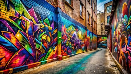 Colorful graffiti background with vibrant hues on urban street