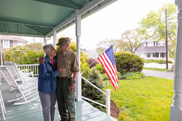 Senior Citizen  Veteran Portrait at home  with family